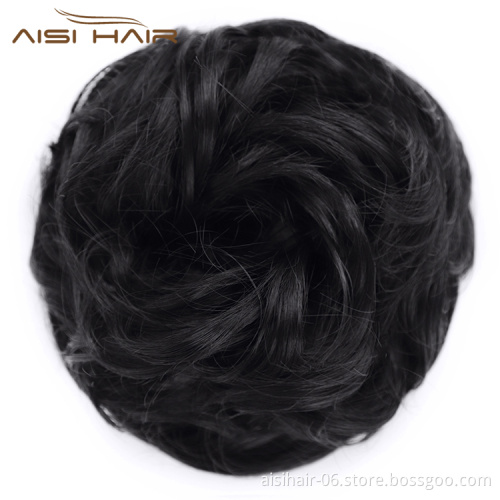 Aisi Hair Multi Color Synthetic Curly Donut Chignon Bun Elastic Rope Rubber Band Hairpiece Ponytail Extension For Women